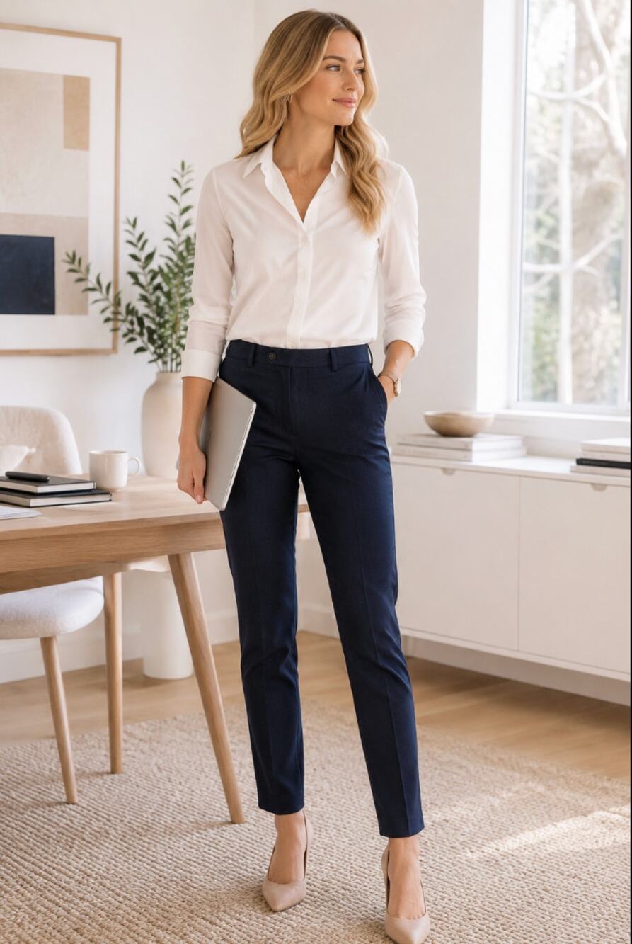 Banana Republic Hampton Fit 2 Navy Straight Leg Tapered Trousers Corporate